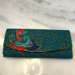 Vintage painted fabric handbag